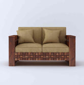 Olivia Solid Sheesham Wood 2 Seater Sofa (Natural Finish)